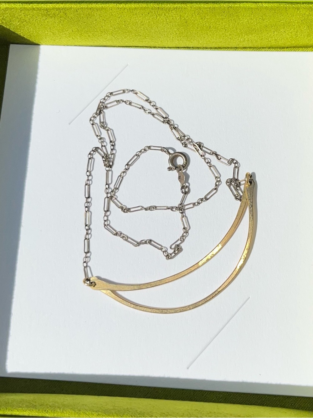 Gold Double Bar Necklace - Mixed Metal - hand crafted